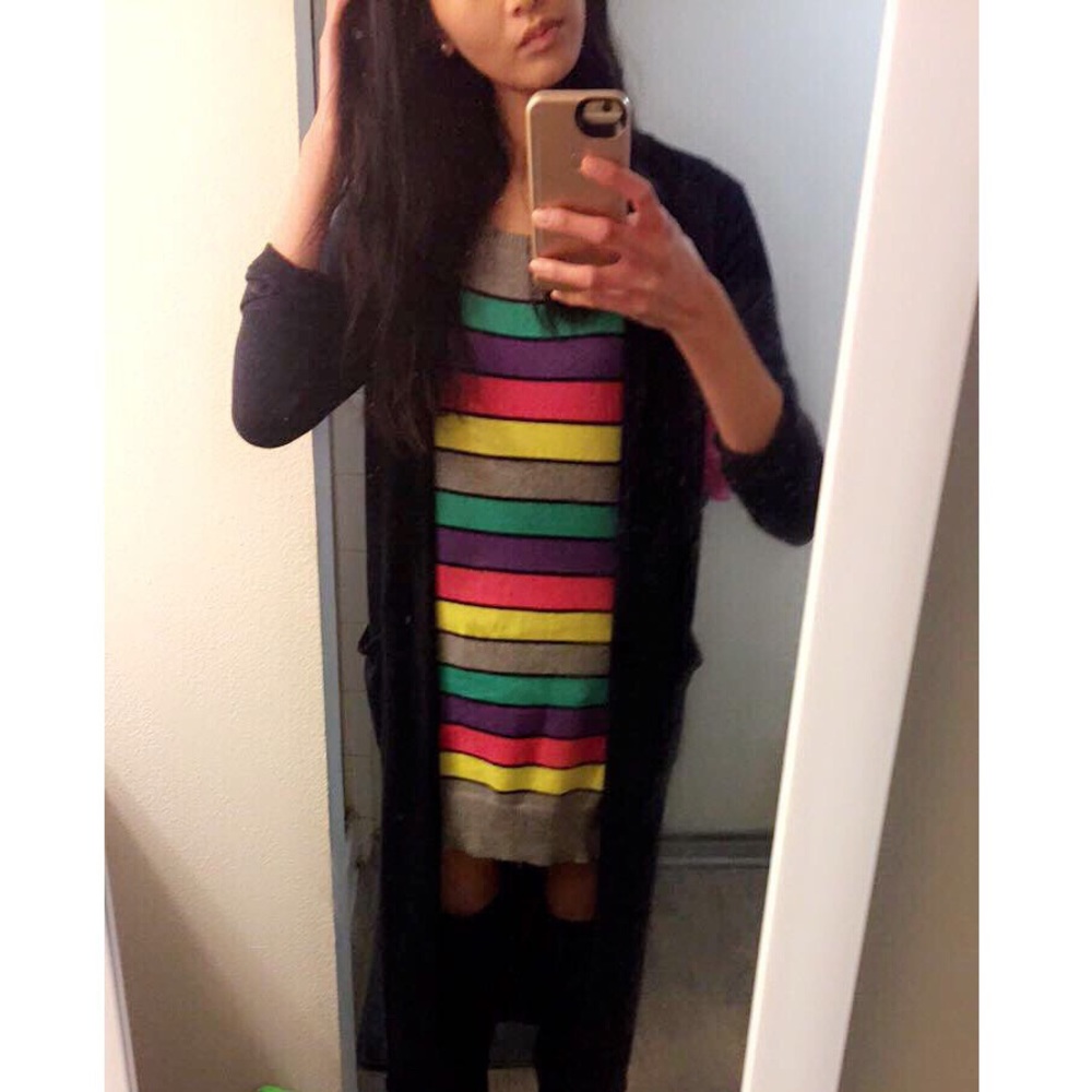 Brand New Color Block Grey Short Sleeve Knit Dress